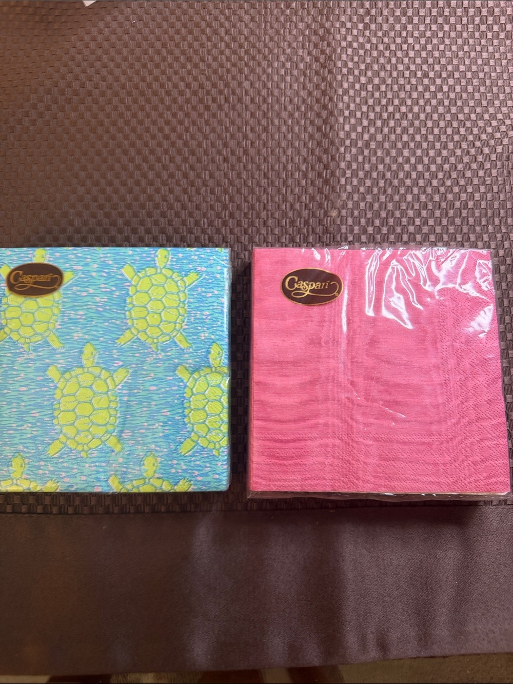 Vintage NWT Caspari Pink Moiree Rose & Turtles Cocktail Napkins